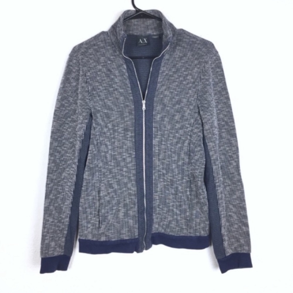 A/X Armani exchange heathered marled knit full zip jacket size small petite